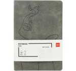 Irodai jegyzetfüzet 96 lap 80g,diktálás,bőrborító,szürke