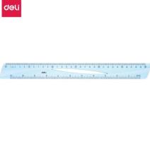 Rigla 30 cm transparent albastru Deli
