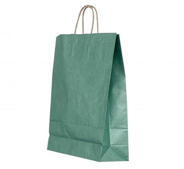 Punga hartie maner rasucit 22x 10x 31cm verde/maro