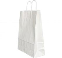 Punga hartie maner rasucit 26 x 12 x 35cm alb/alb