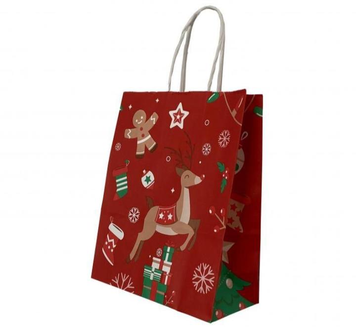 Punga hartie maner rasucit 26 x 12 x 35cm cerb craciun