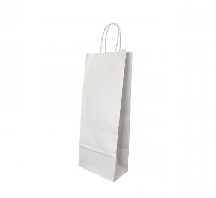 Punga hartie sticla lat 14 x 8 x 39cm alb/alb