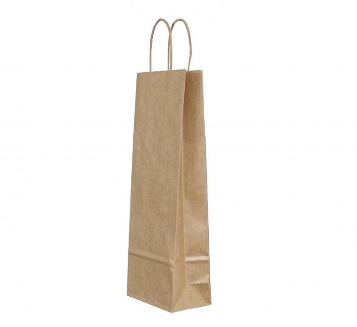 Punga hartie sticla lat 14 x 8 x 39cm maro dungi/maro