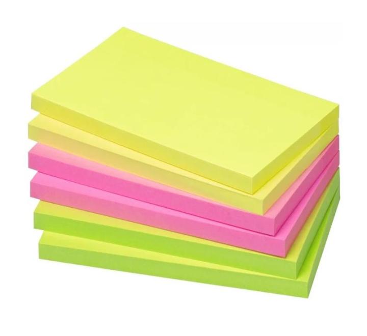 Öntapadós jegyzettömb szett 75x125mm 80 lap Neon sárga