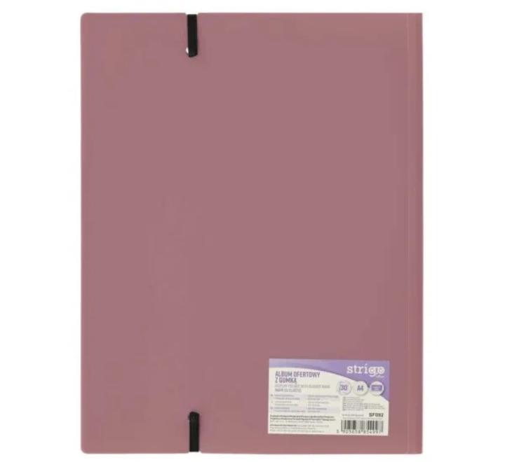 A4 PP Mappa,elasztikus 30 lap, sötét rózsaszínű