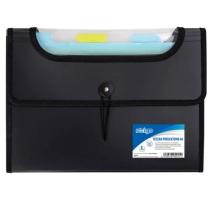 Dosar extensibil A4 cu 6 compartimente, negru