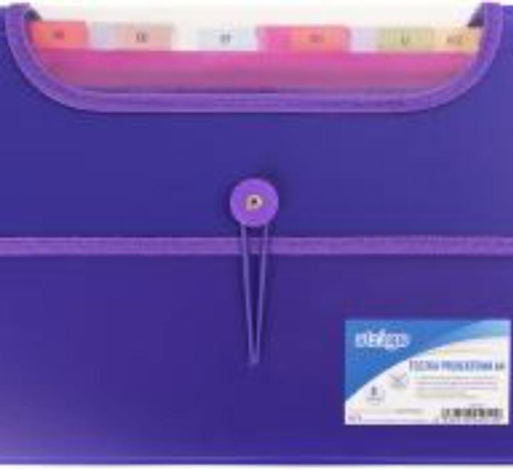 Bővíthető mappa A4, 6 rekesszel, lila színű