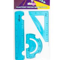 Trusa geometrie flexibila 3 piese, albastru