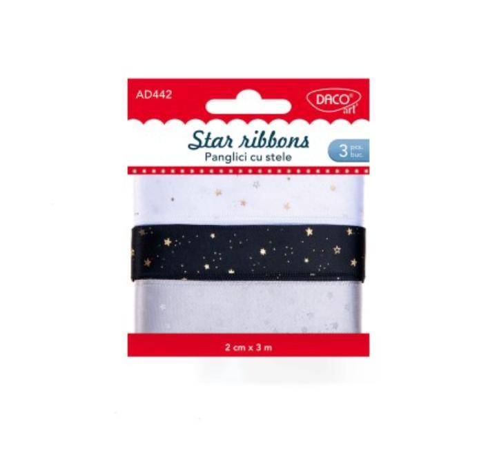 Panglica cu stele 3 ccolors 2cm x 3m