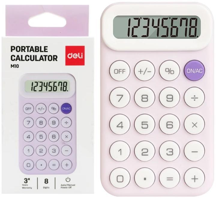 Zsebszámológép 8 dig M10 Deli - rózsaszín