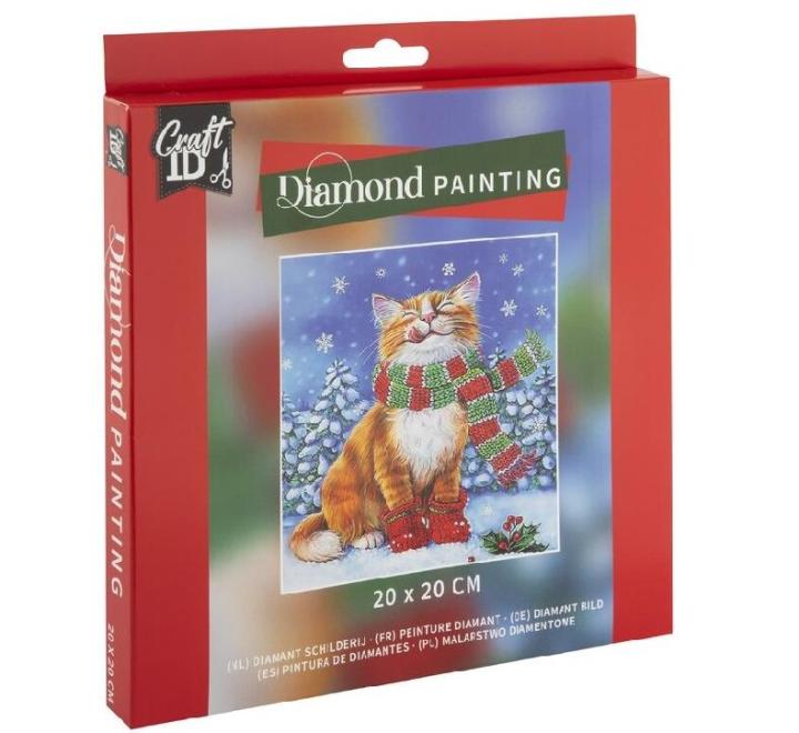 Diamond painting xmas 20x20 cm Cat