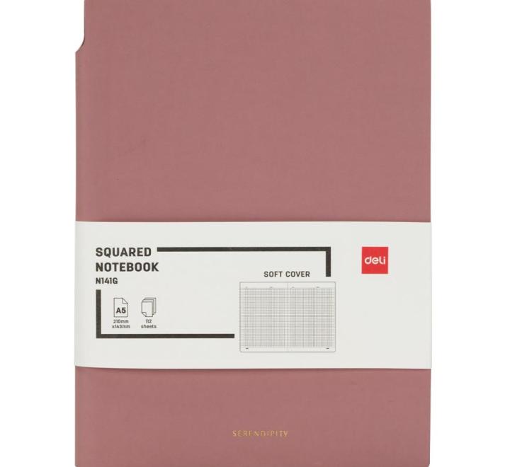 Jegyzetfüzet 96 lap, kockás, bőr hatású, rózsaszín