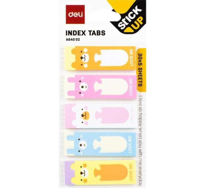 Öntapadós papír index 5x15x45mm 30 lap 5 féle állatmintával,Buline Deli