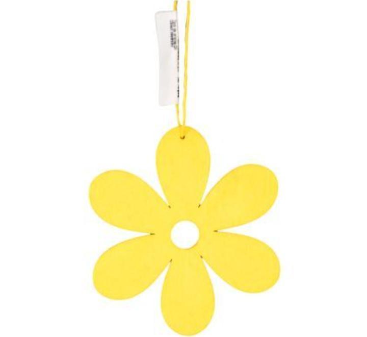 Fából készült dekoráció, sárga virág