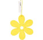 Fából készült dekoráció, sárga virág