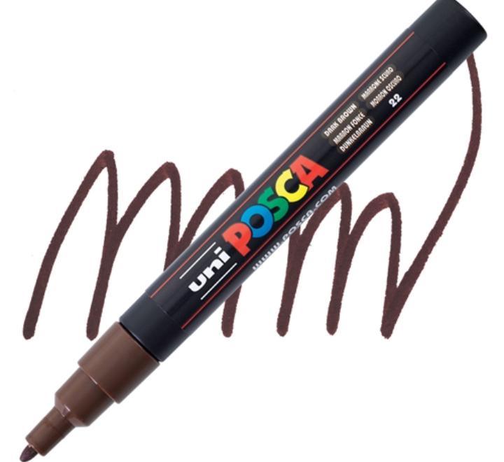 UNI PC-3M Posca jelölő 0,9-1,3 mm - sötétbarna színben