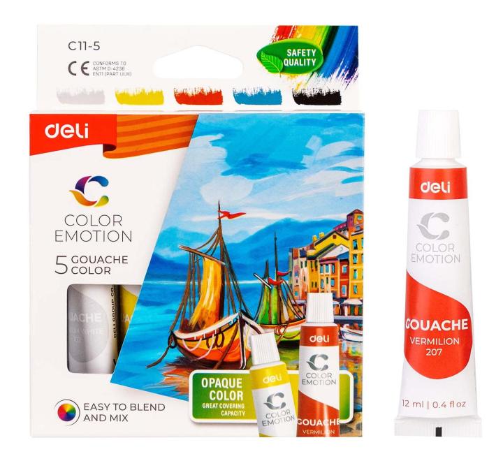 Gouache festék 5/szett 12 ml Deli