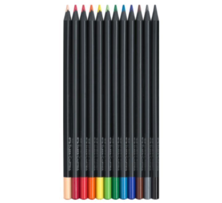 Színes ceruzák 12 szín pasztell+neon fekete Faber Castell