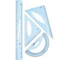 Set geometrie 4 piese flexibil albastru transparent