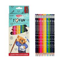 Creioane colorate cu radiera 12 culori Daco