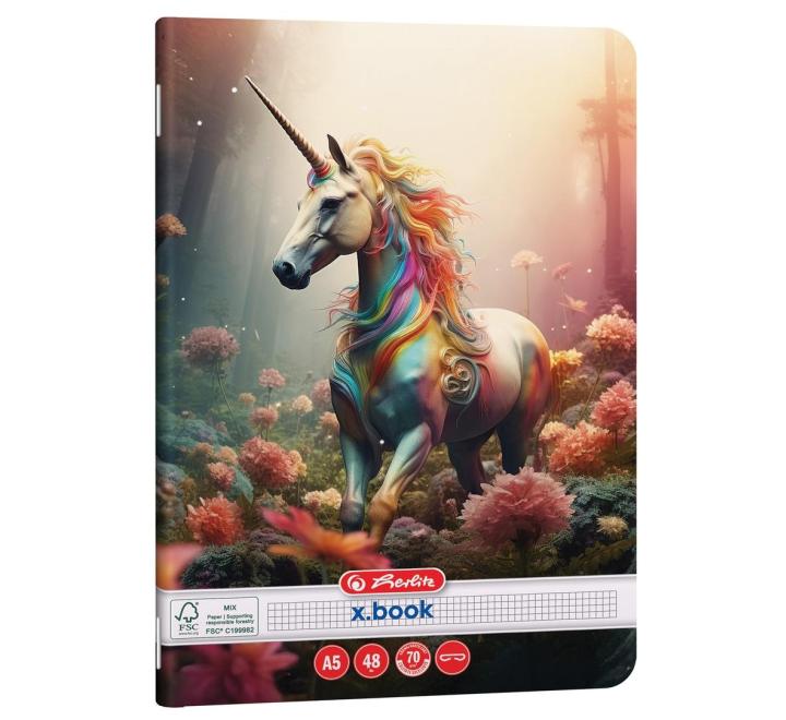 Füzet A5 48 lap,kockás Unicorn motivum