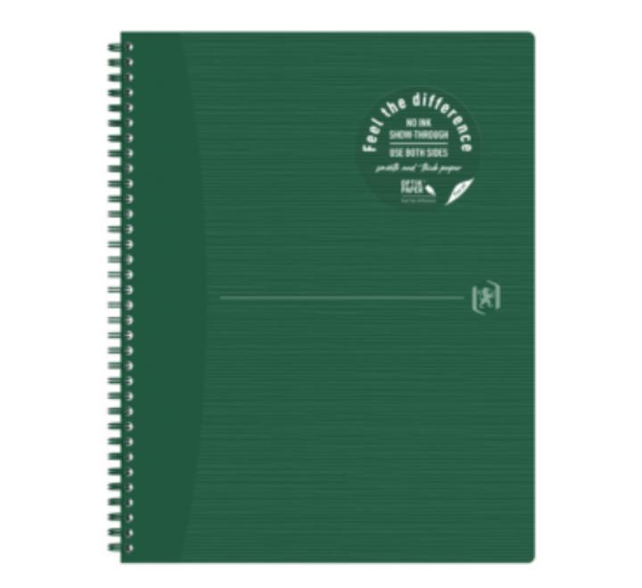 Caiet Oxford Origins, A4+ 70 file, Hartie Optik 90g/mp, spira dubla,verde