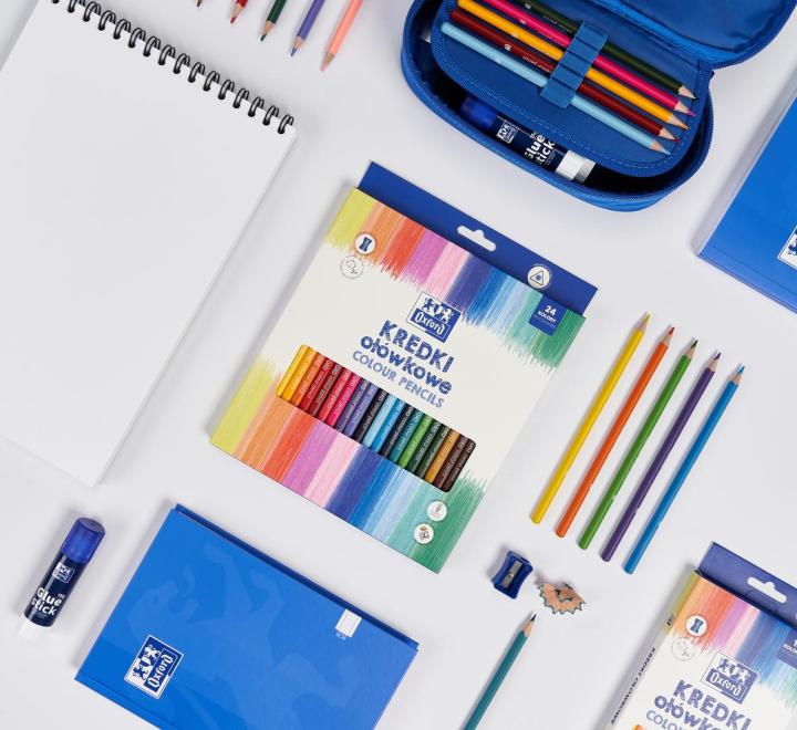 Creioane colorate triunghiulare 24 culori Oxford