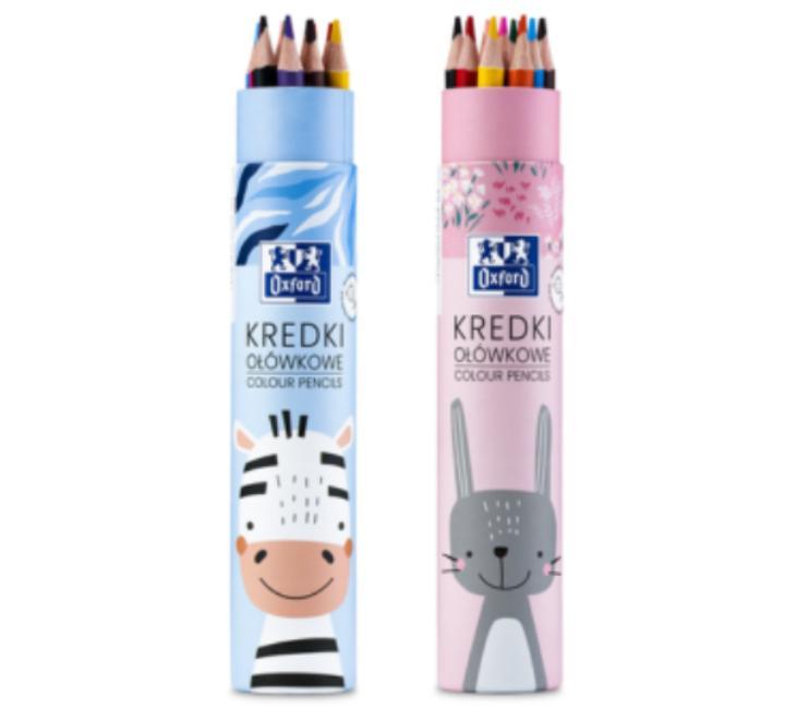 Creioane colorate Oxford Kids 12 culori, diverse motive