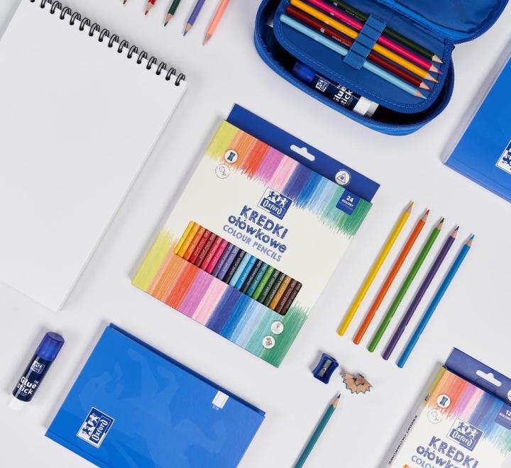 Creioane colorate Oxford triunghilare 12 culori+ascutitoare