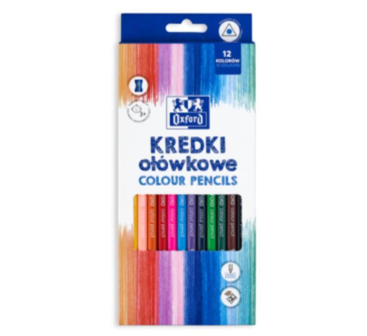 Creioane colorate Oxford triunghilare 12 culori+ascutitoare