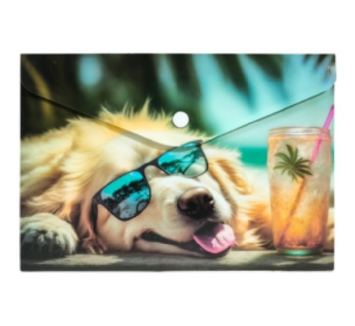 Személyre szabott mappa gombbal A4 PP Dog