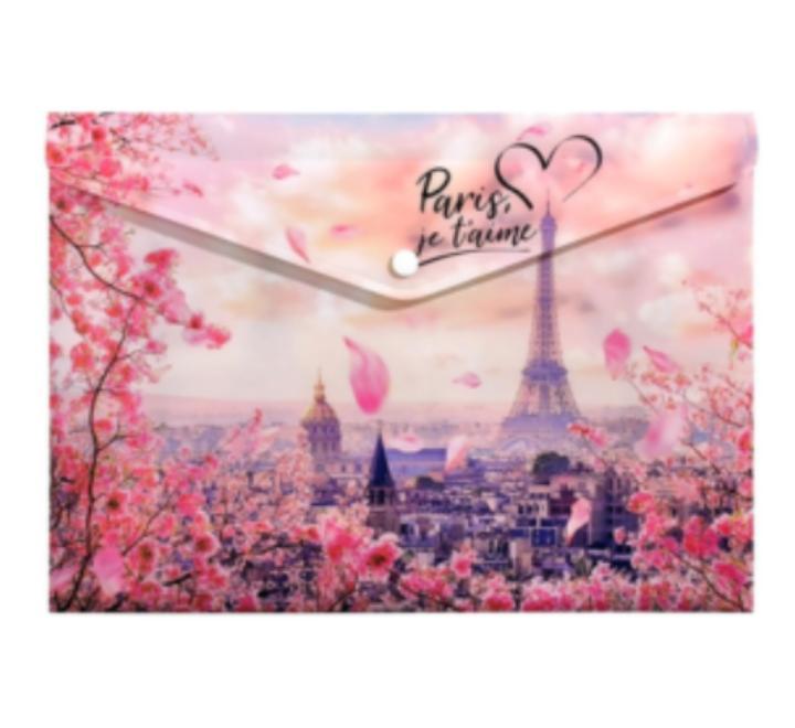 Személyre szabott mappa gombbal A4 PP Paris