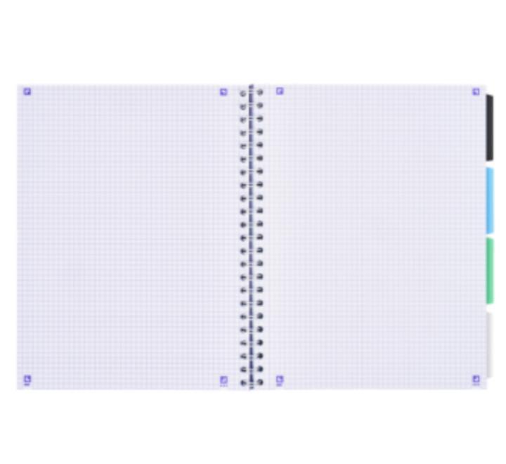 Oxford Project Book szervezőfüzet, A4-es, 80 oldal, 90 g/m²-es optikai papír, kockás, különböző színekben