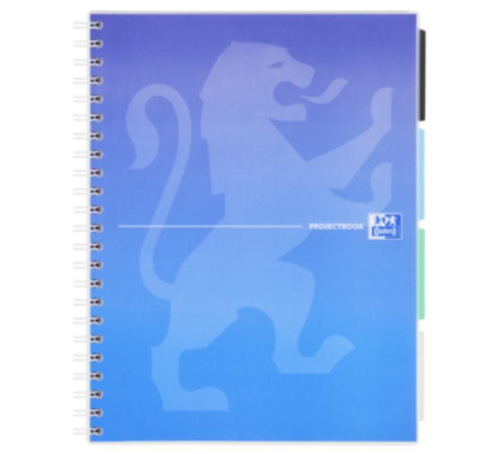 Oxford Project Book szervezőfüzet, A4-es, 80 oldal, 90 g/m²-es optikai papír, kockás, különböző színekben