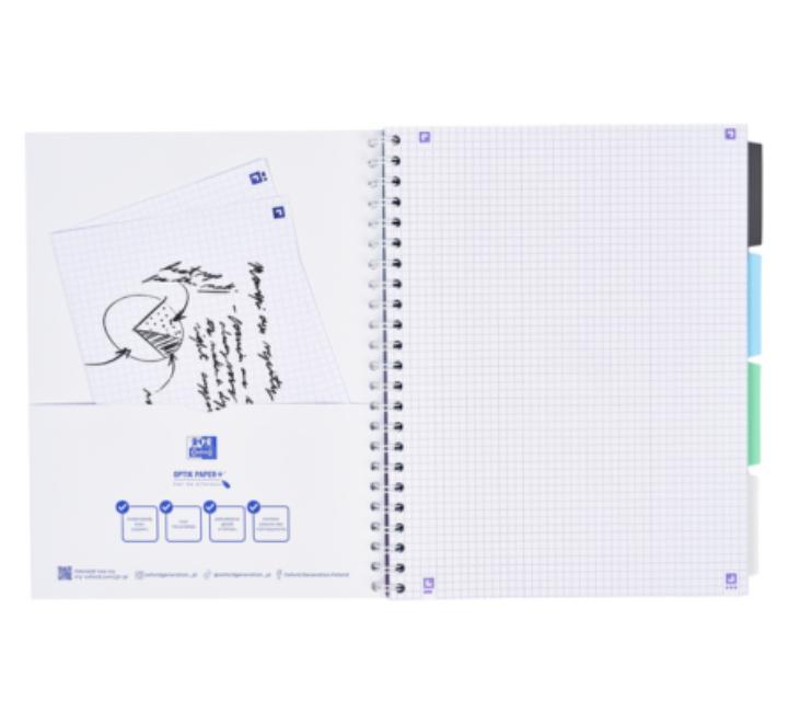 Oxford Project Book szervezőfüzet, A4-es, 80 oldal, 90 g/m²-es optikai papír, kockás, különböző színekben