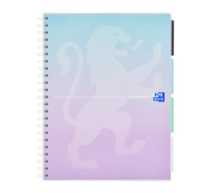 Oxford Project Book szervezőfüzet, A4-es, 80 oldal, 90 g/m²-es optikai papír, kockás, különböző színekben