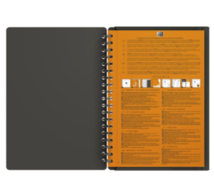 Oxford International Meeting Book szervezőnapló, B5, 80 oldal, 90 g/m²-es optikai papír, kockás, szürke
