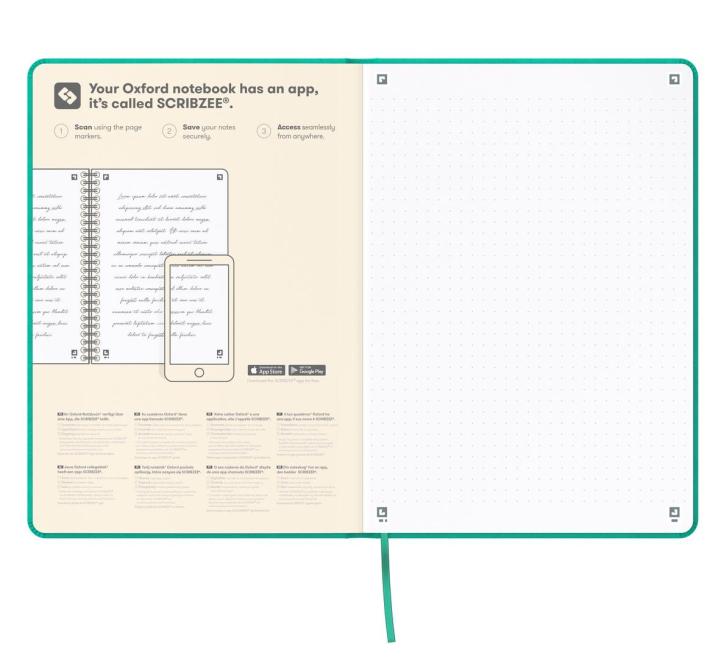 Caiet premium cu elastic Oxford signatura A5 104f, punctat, turcoaz