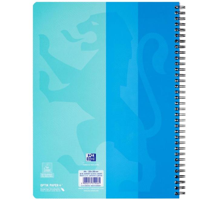Oxford Touch duo A4+ füzet, 80 lap, írópapír/kockás, kék és aqua