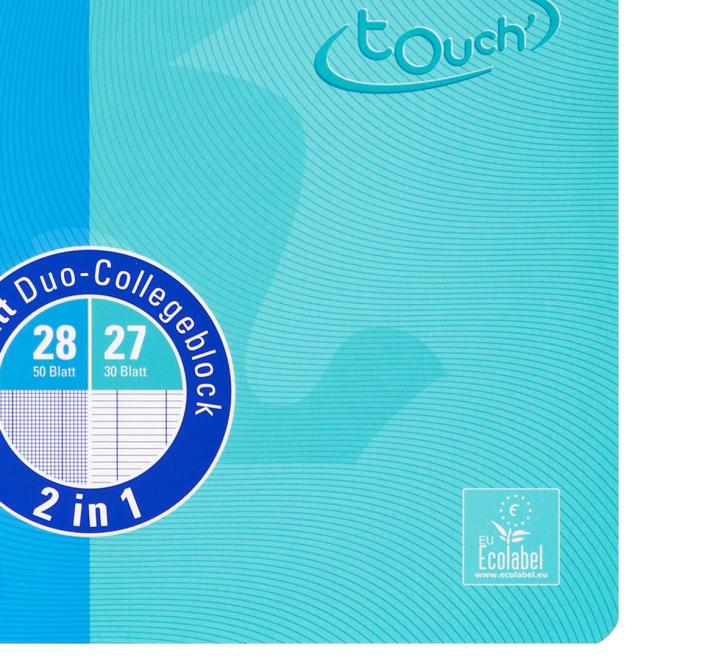 Oxford Touch duo A4+ füzet, 80 lap, írópapír/kockás, kék és aqua