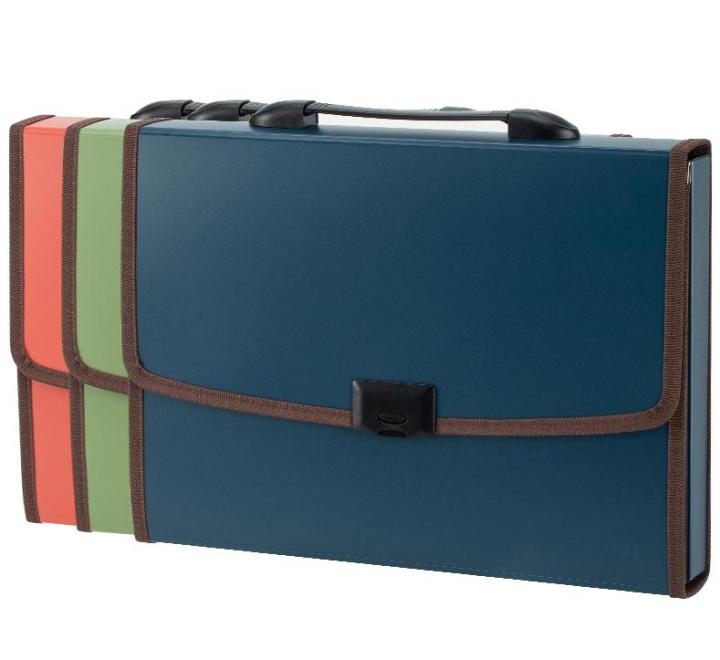 Merev műanyag aktatáska, fogantyúval, 7 rekesszel Deli vegyes szinek