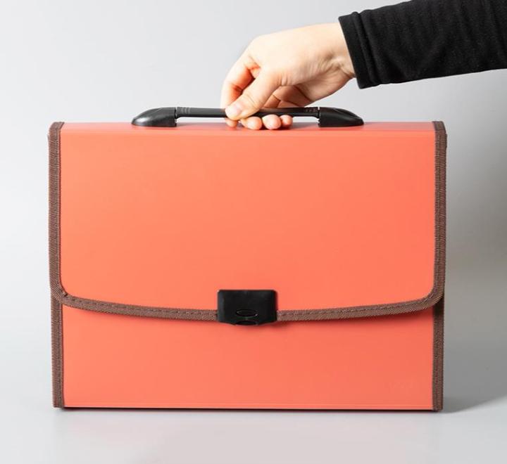 Merev műanyag aktatáska, fogantyúval, 7 rekesszel Deli vegyes szinek