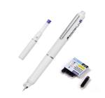 Visszahúzható toll, fehér test + 5 db kék tintapatron