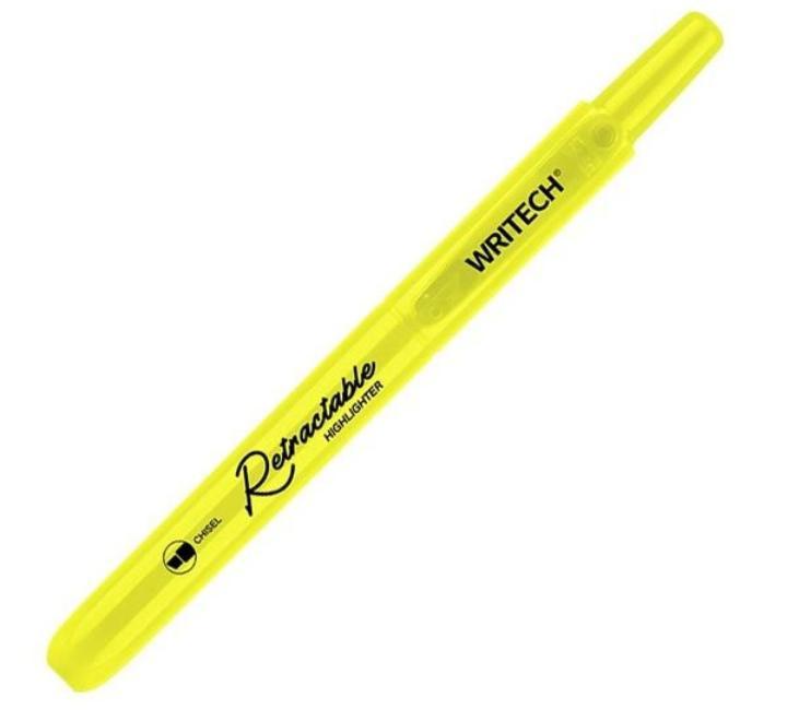 Writech visszahúzható kiemelő toll, neon sárga