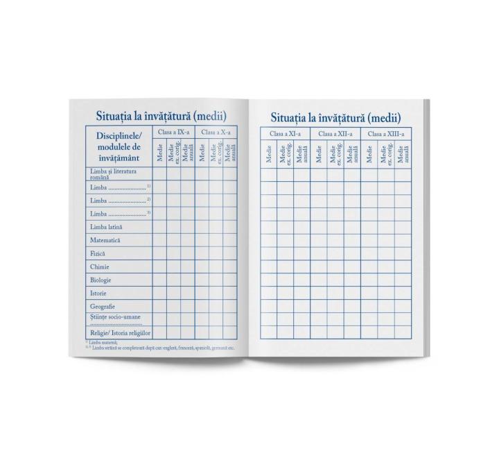 Carnet elev pentru liceul