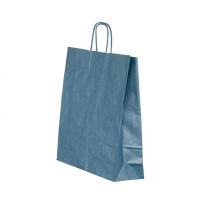 Punga hartie maner rasucit 22x 10x 31cm albastru lucios/alb