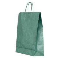 Punga hartie maner rasucit 22x 10x 31cm verde lucios/alb