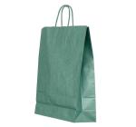 Punga hartie maner rasucit 22x 10x 31cm verde lucios/alb