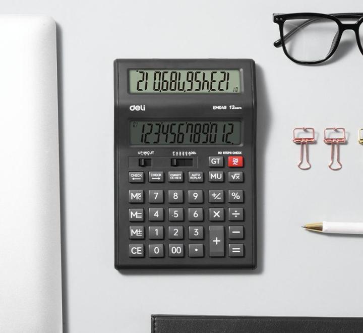 Asztali számológép 12 számjegyű kettős kijelzős  Deli