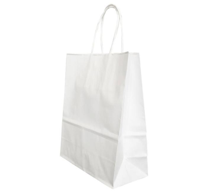 Punga hartie maner Rasucit 18+8*22cm Alb Papitoti